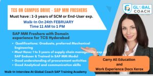 TCS ON CAMPUS DRIVE – SAP MM Freshers